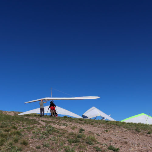 hang gliders at launch site